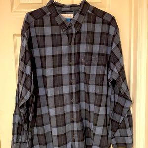 Mens blue plaid Columbia button down long sleeve shirt, 2X. Great condition